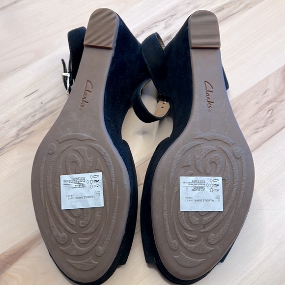 Clarks Palmdale Dasha Black Suede Wedges 8.5 - Picture 7 of 7